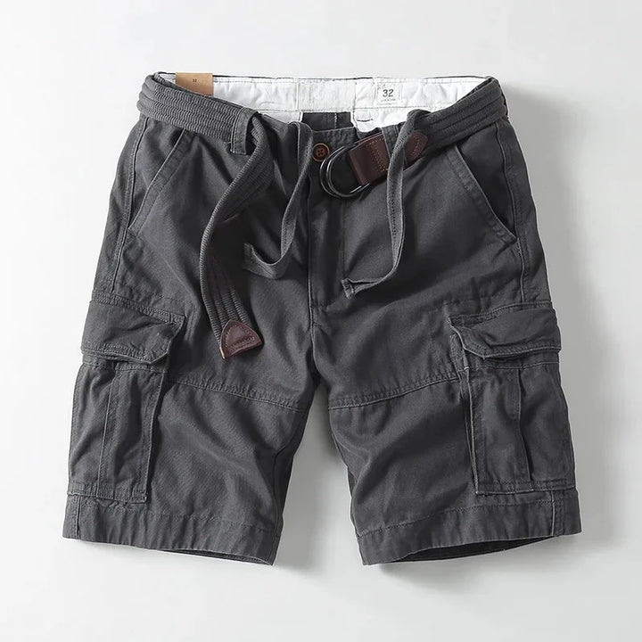 Men's Jackson cargo shorts with built-in belt & multiple utility pockets. Perfect for casual summer wear & everyday adventures.