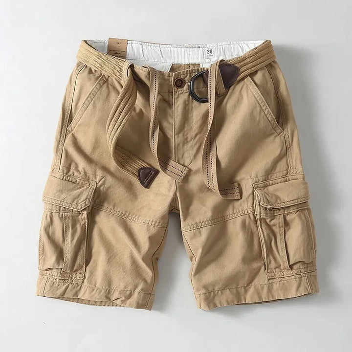 Comfortable men's Jackson cargo shorts with a built-in belt & deep pockets. Ideal for summer, casual outings & relaxed fit.