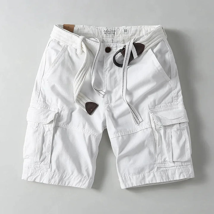 Men's Jackson utility cargo shorts with a built-in belt & secure pockets. Designed for outdoor adventure & durable everyday wear.