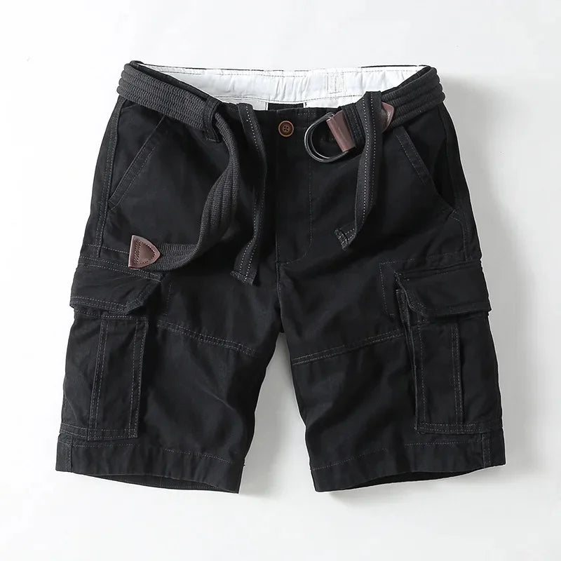 Stylish men's Jackson cargo shorts, featuring a convenient built-in belt & plenty of functional pockets. Great for summer.