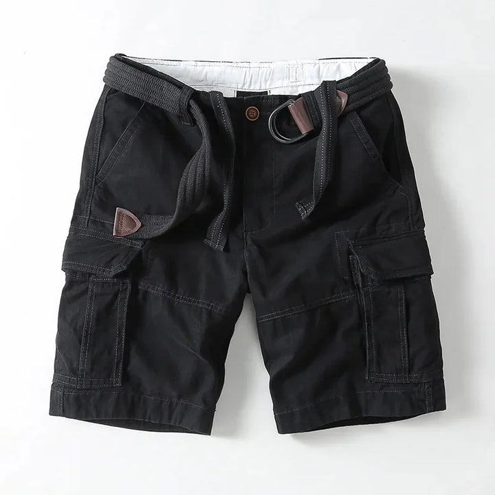 Stylish men's Jackson cargo shorts, featuring a convenient built-in belt & plenty of functional pockets. Great for summer.