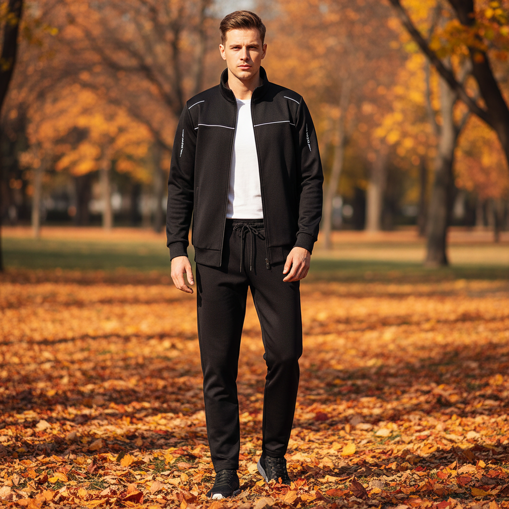 Men's Jaimy Sportswear Tracksuit, blue polyester athletic set for casual wear