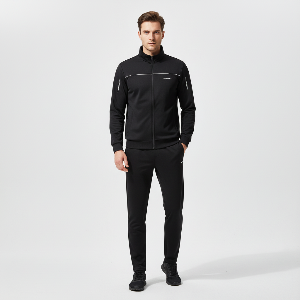 Jaimy Men's Tracksuit in black, a comfortable two-piece loungewear outfit