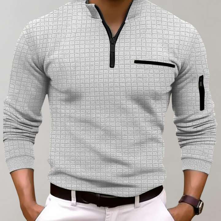 Men's Jasper long sleeve polo, classic fit cotton shirt for a stylish and comfortable addition to any wardrobe.