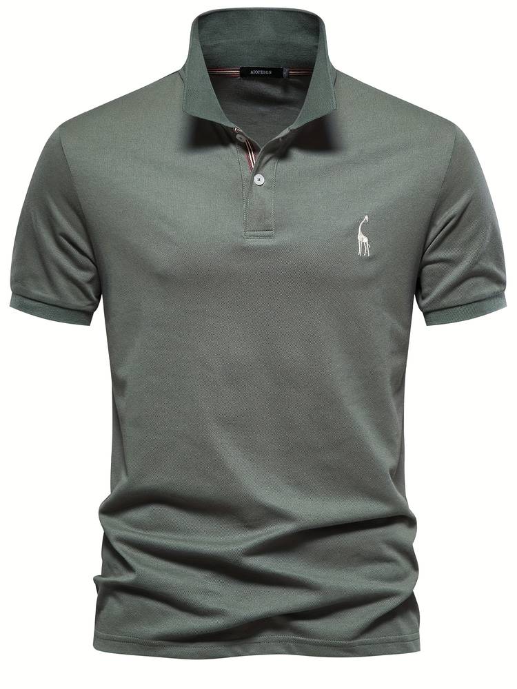Comfortable men's polo shirt, Jasper color, short sleeve, modern style for everyday casual wear.