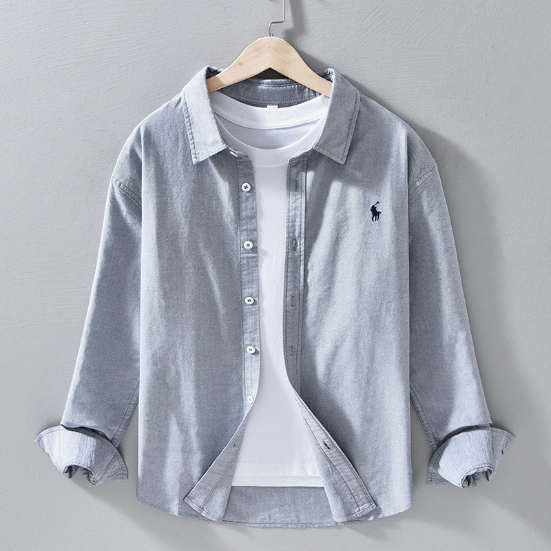 Men's Julian long-sleeve button-front shirt featuring a stylish striped placket. Classic tailored fit.