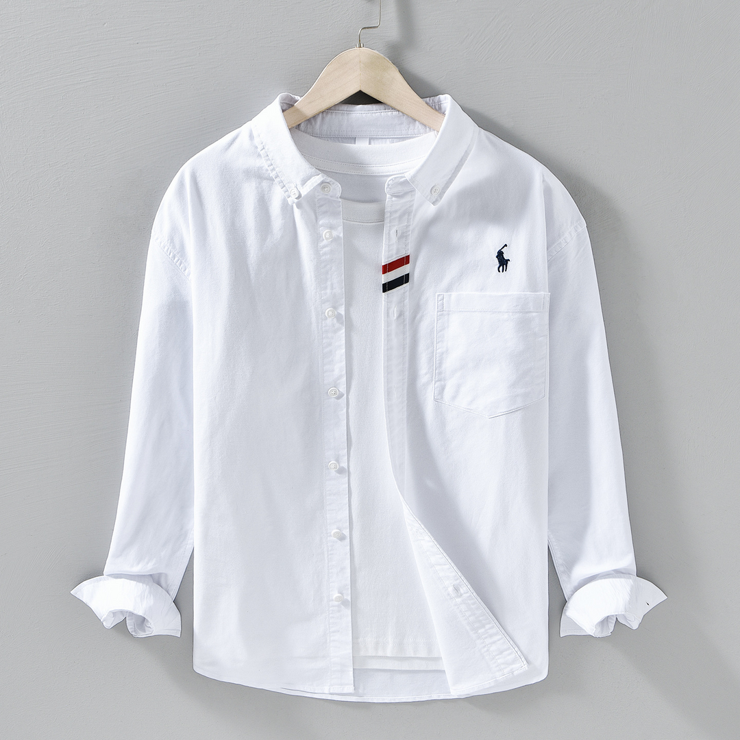 Everyday men's Julian long-sleeve button-front shirt. Tailored for comfort & style in men's fashion.