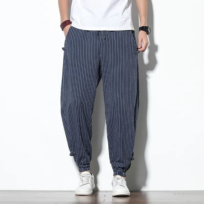 Stylish men's striped joggers for casual wear & lounging, offering all-day comfort.