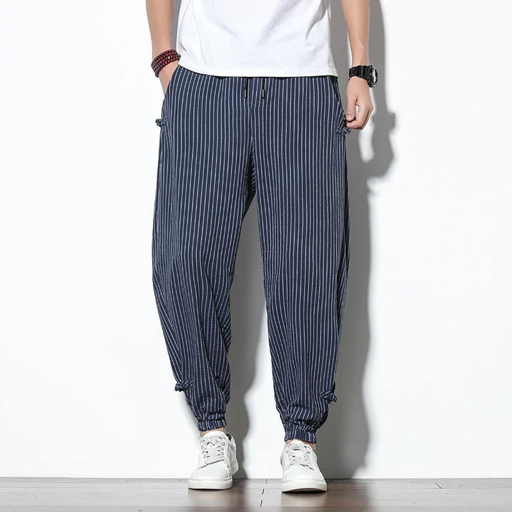 Stylish men's striped joggers for casual wear & lounging, offering all-day comfort.