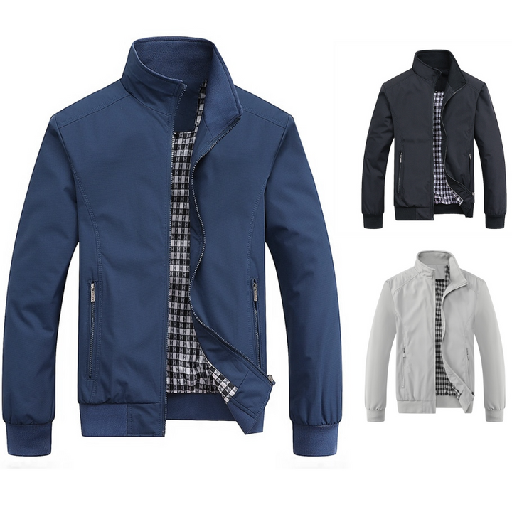 Modern grey men's Kensington bomber jacket, a classic and stylish everyday outerwear choice with timeless appeal.