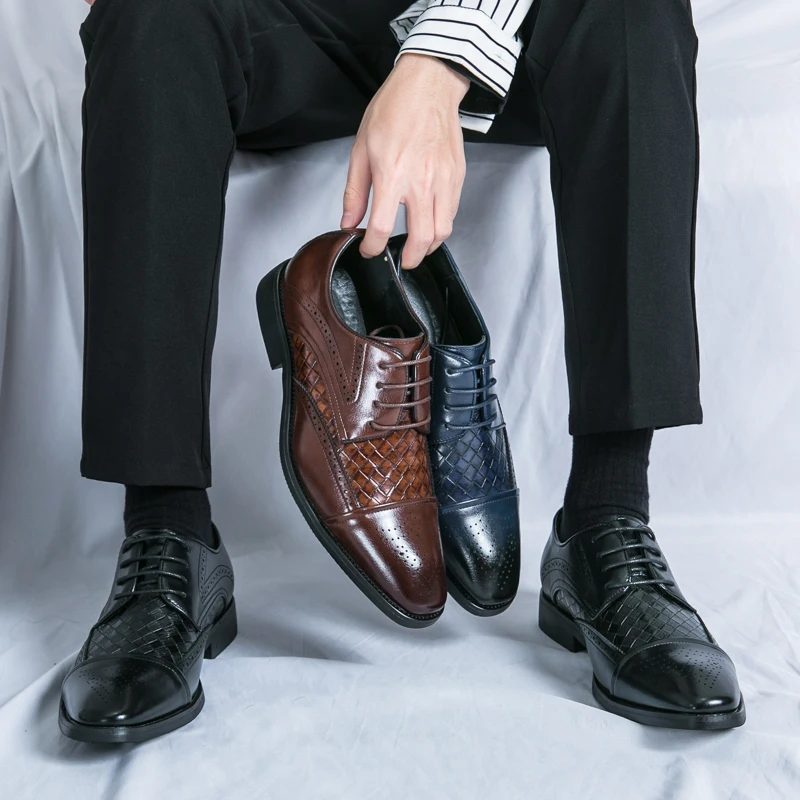 Men's classic oxford brogue dress shoes from above, presenting their formal and timeless design.