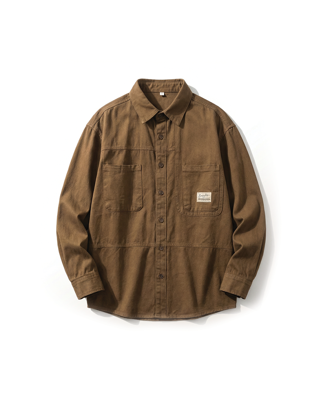 Men's Khaki Heritage Craftsman Button-Up Shirt, durable workwear with two chest pockets.