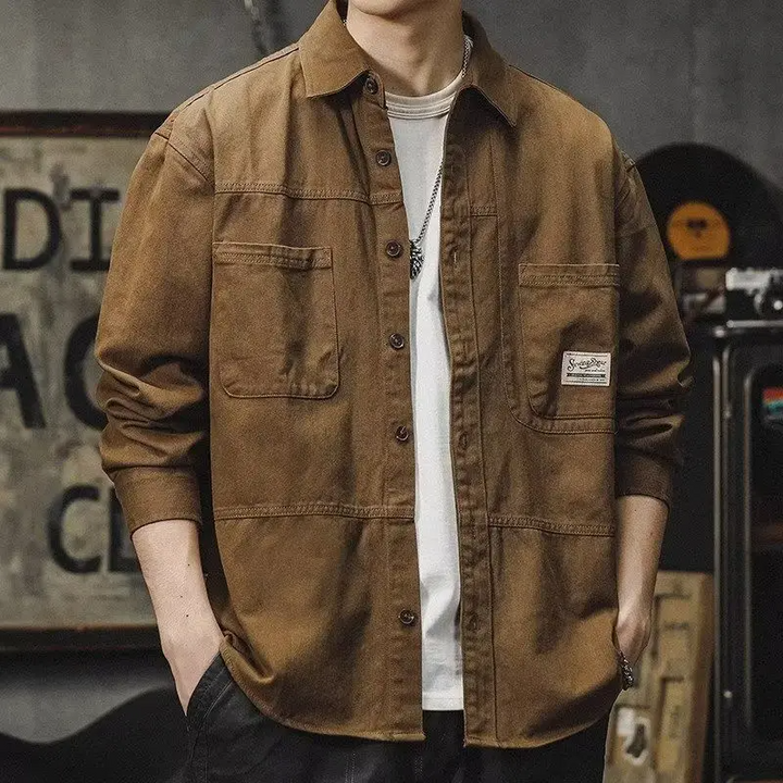 Versatile men's Army Green Craftsman Button-Up shirt, perfect for casual wear or workwear.