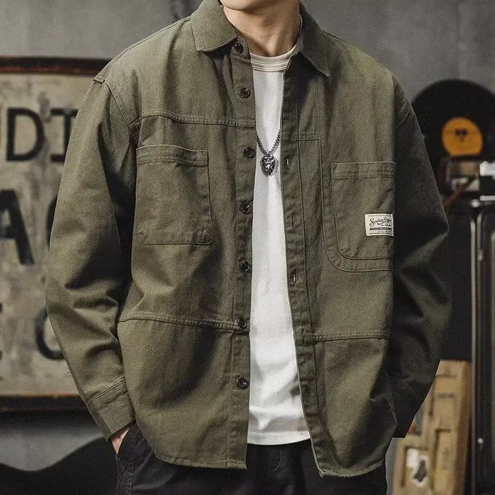 Durable men's Heritage Craftsman Button-Up shirt in khaki, ideal for rugged workwear or casual style.