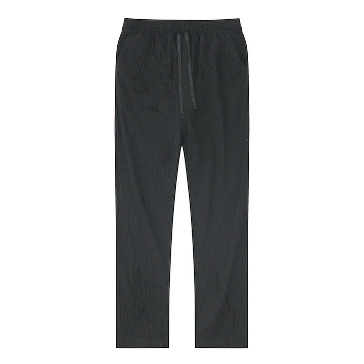 Stylish men's khaki linen blend trousers with drawstring, perfect for summer casual wear.