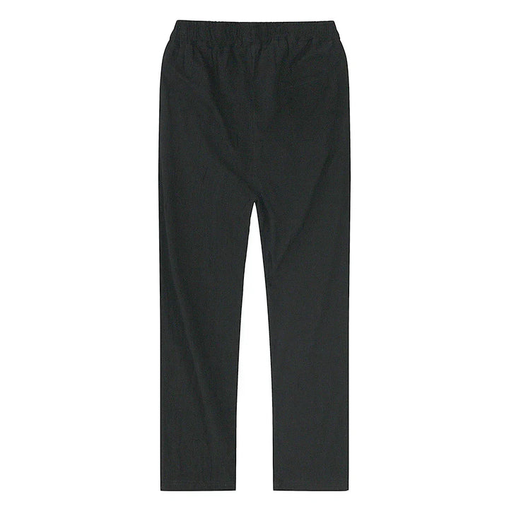 Men's drawstring khaki linen blend trousers, perfect for summer casual and breathable comfort.
