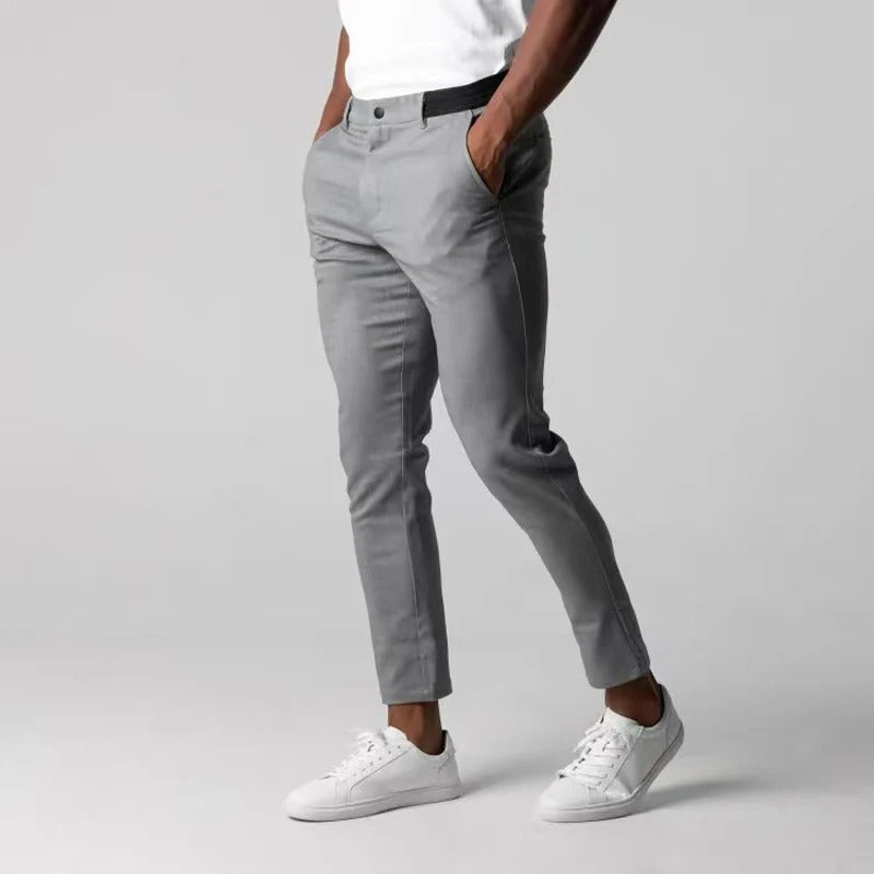 Black tailored fit men's Kingston stretch chinos, perfect for casual or professional looks.