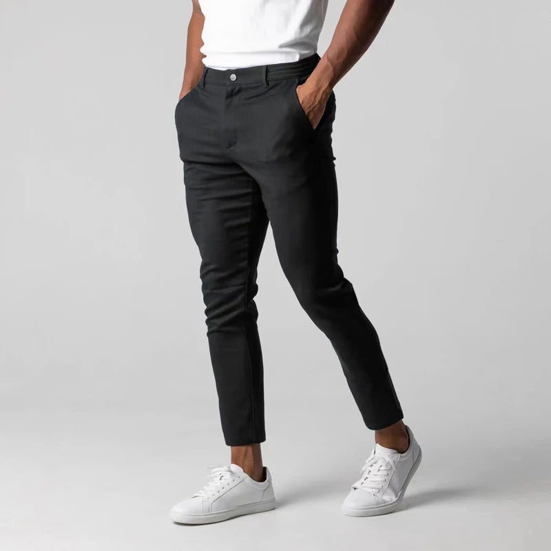 Men's Kingston khakis, stretch cotton blend chinos with a tailored fit for comfort and style.
