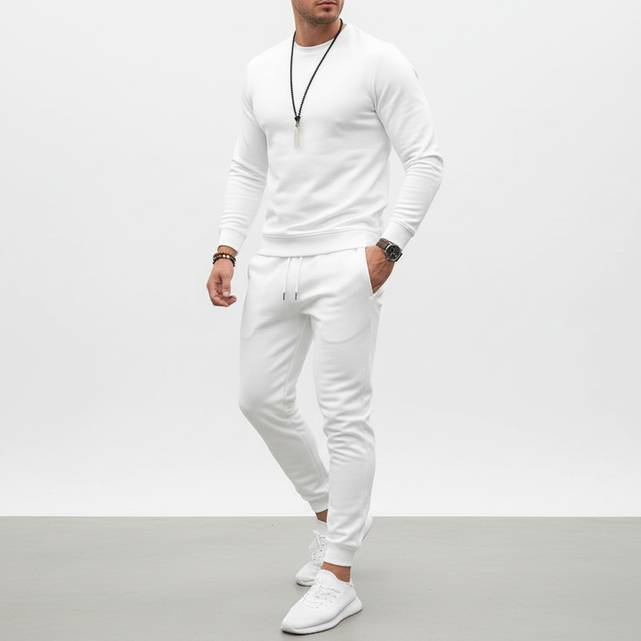 Full view of men's Kirk tracksuit set, perfect workout clothes & stylish activewear.
