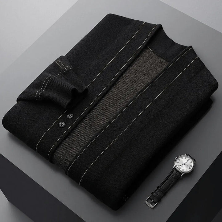 Versatile men's knit cardigan, perfect for elevating smart casual outfits and easy layering in mens fashion.