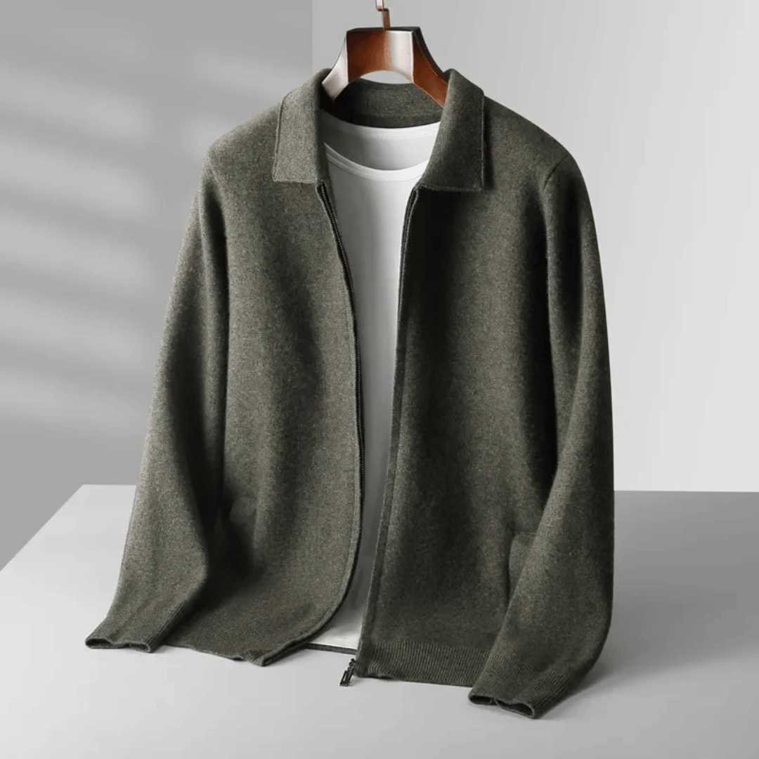 Modern knit outerwear: Soft men's knit cardigan, a comfortable and stylish zip-up jacket for smart casual and all-season wear.