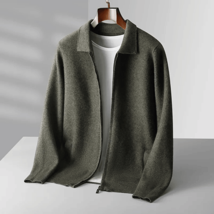 Modern knit outerwear: Soft men's knit cardigan, a comfortable and stylish zip-up jacket for smart casual and all-season wear.