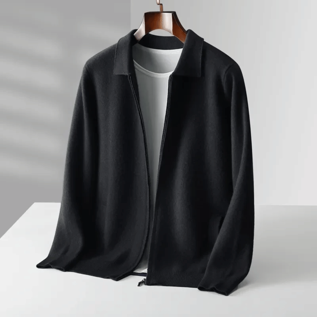 Versatile men's cardigan: All-season knit jacket, a comfortable zip-up collared cardigan for smart casual or casual layering.