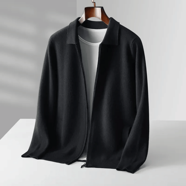 Versatile men's cardigan: All-season knit jacket, a comfortable zip-up collared cardigan for smart casual or casual layering.