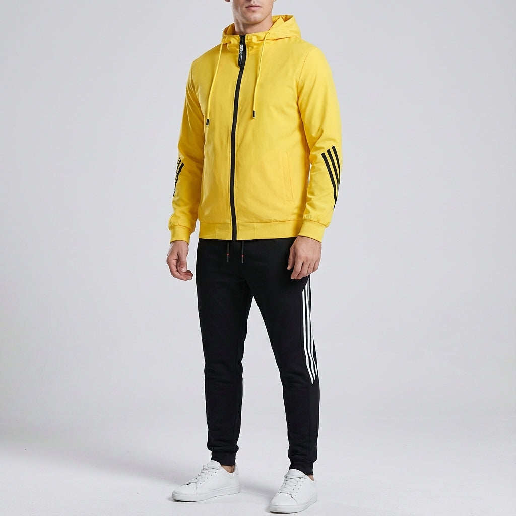 Men's fashion: Kyle grey cottonblend tracksuit with full-zip jacket and joggers, perfect for athletic activities.