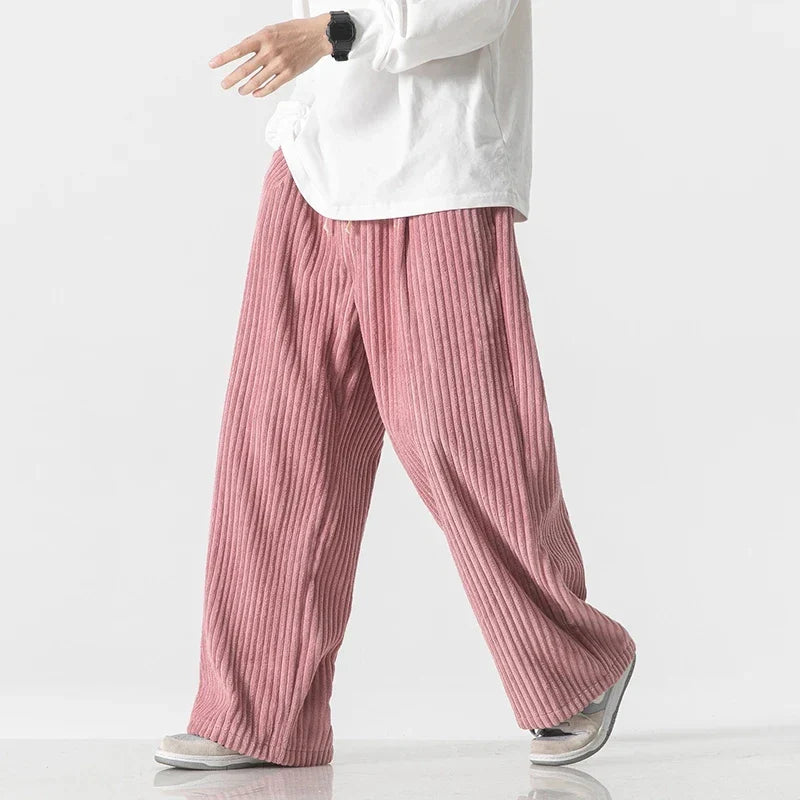 Japanese style men's minimalist pants. Relaxed fit, straight leg for modern comfort & fashion.