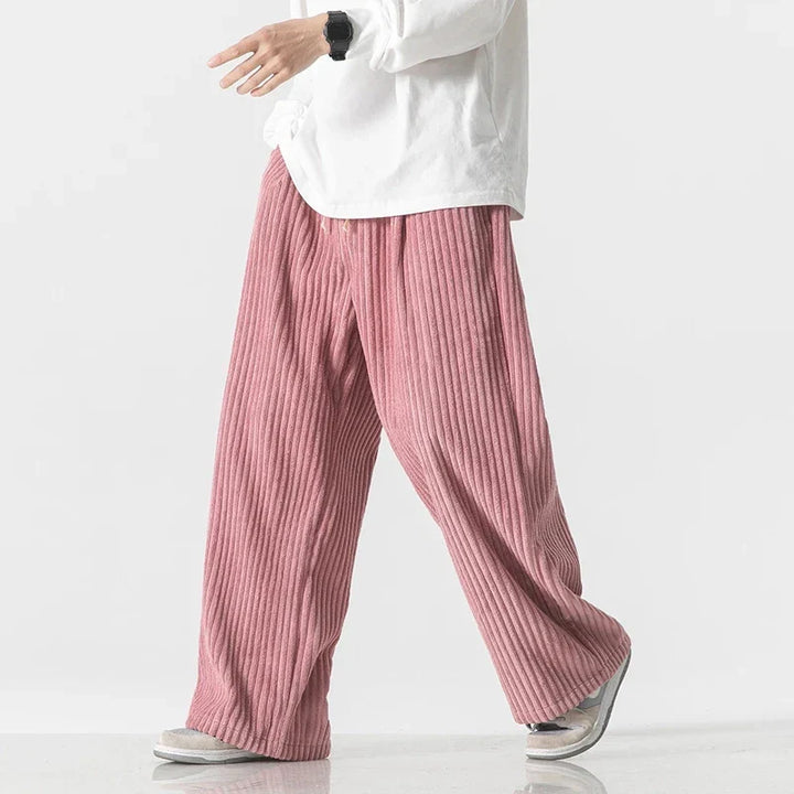 Japanese style men's minimalist pants. Relaxed fit, straight leg for modern comfort & fashion.