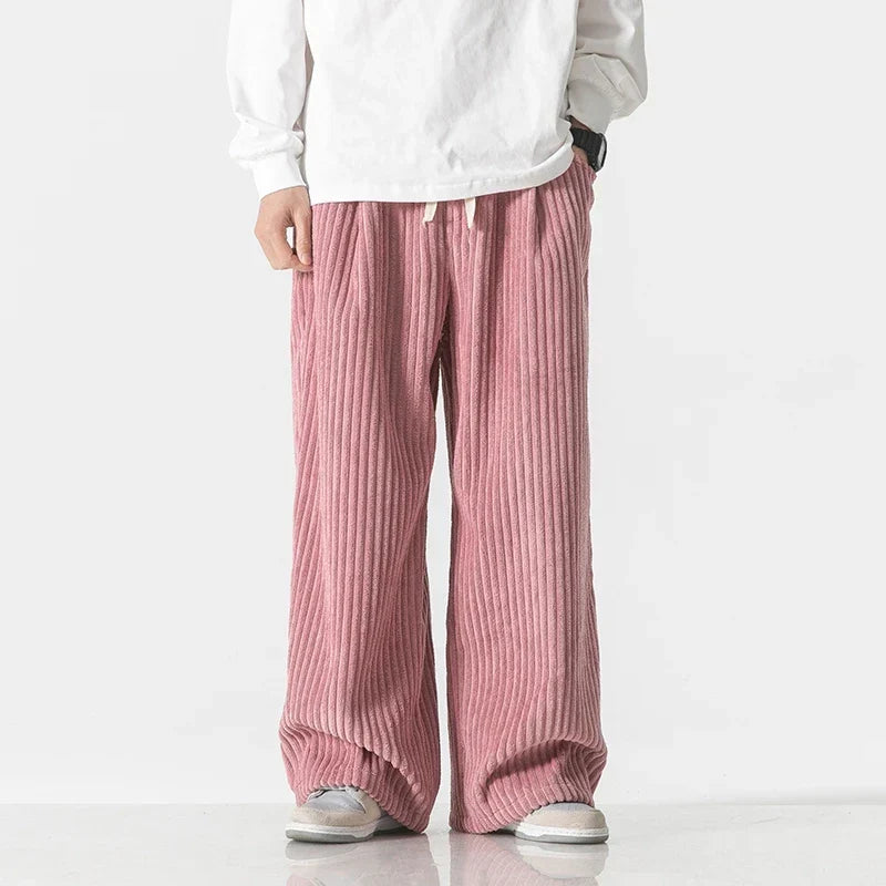 Men's comfort pants in a minimalist Kyoto style. Relaxed straight leg fit for versatile everyday fashion.