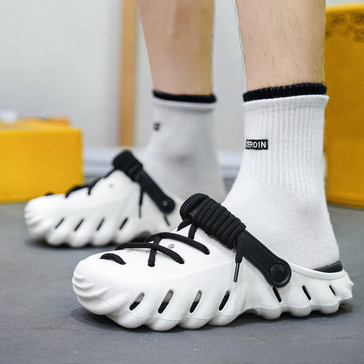 Men's summer comfort clogs, lightweight slip-on design with functional laces.