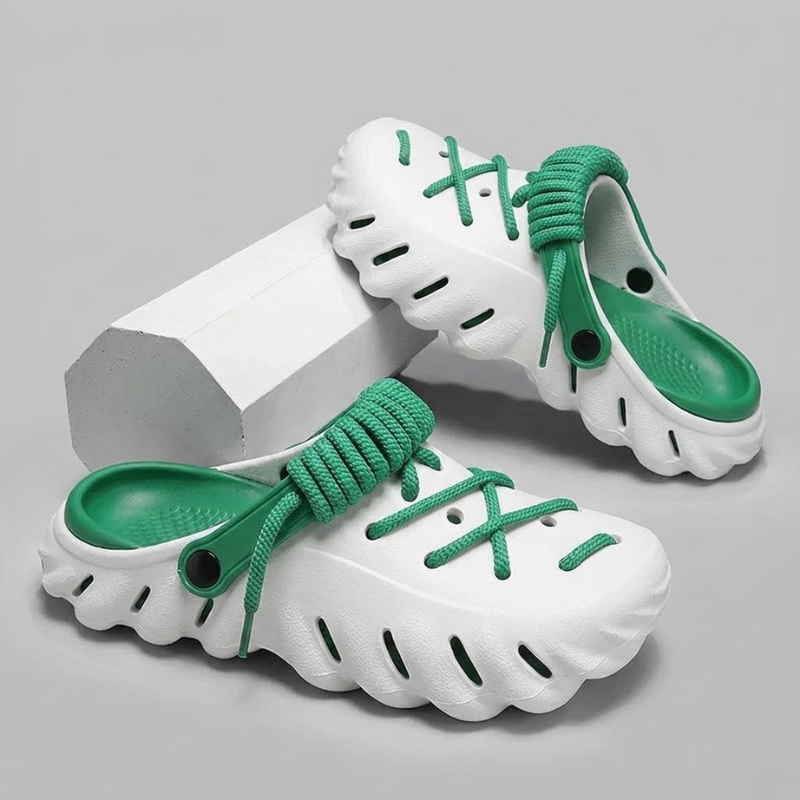 Men's summer essentials: lightweight laced clogs, water-friendly & comfy.