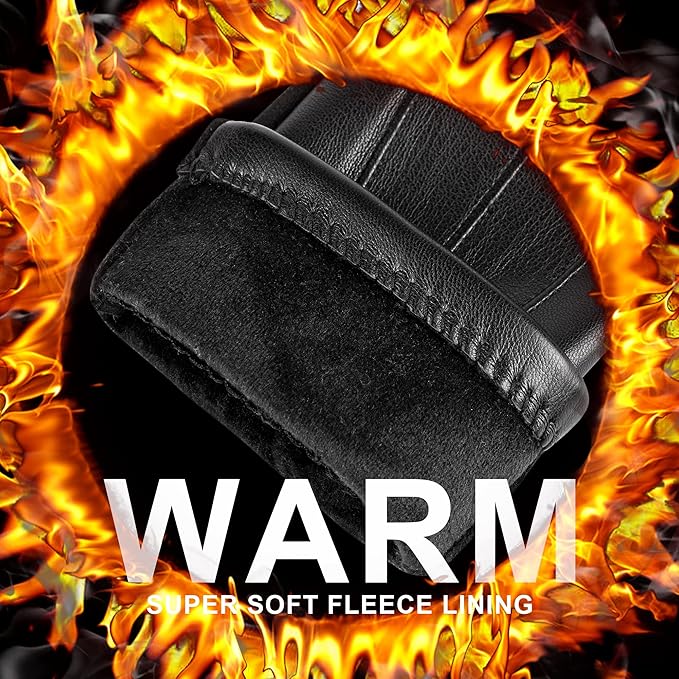 Men's fashion leather gloves, touchscreen capable, for cold weather