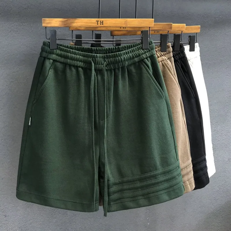 Men's Legacy heavyweight striped comfort shorts in green, ideal for casual wear, lounging, or streetwear.