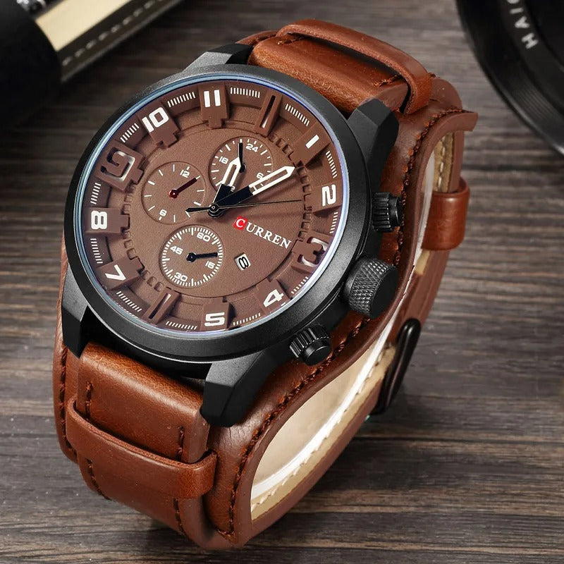 Modern Legacy men's leather chronograph timepiece, accurate & stylish accessory for men.
