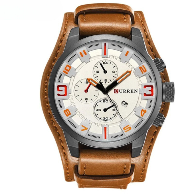 Sophisticated Legacy men's leather chronograph watch, classic design, accurate timekeeping.