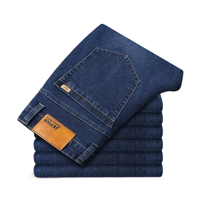 Modern men's straight leg stretch denim jeans, a versatile staple for casual pants and everyday style.