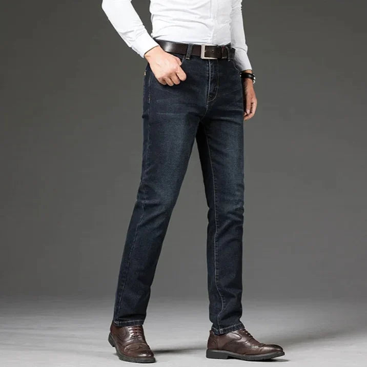 Legacy men's straight leg stretch denim jeans, comfortable and durable casual pants for travel.