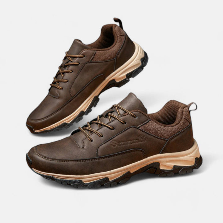 Durable men's leather sporty shoes with lace-up design, offering timeless style and long-lasting wear.