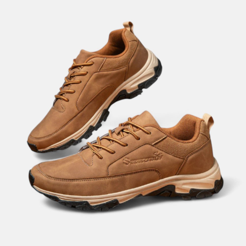 Khaki men's lace-up shoes (Liam) with a durable, timeless design, perfect for sporty or casual everyday wear.