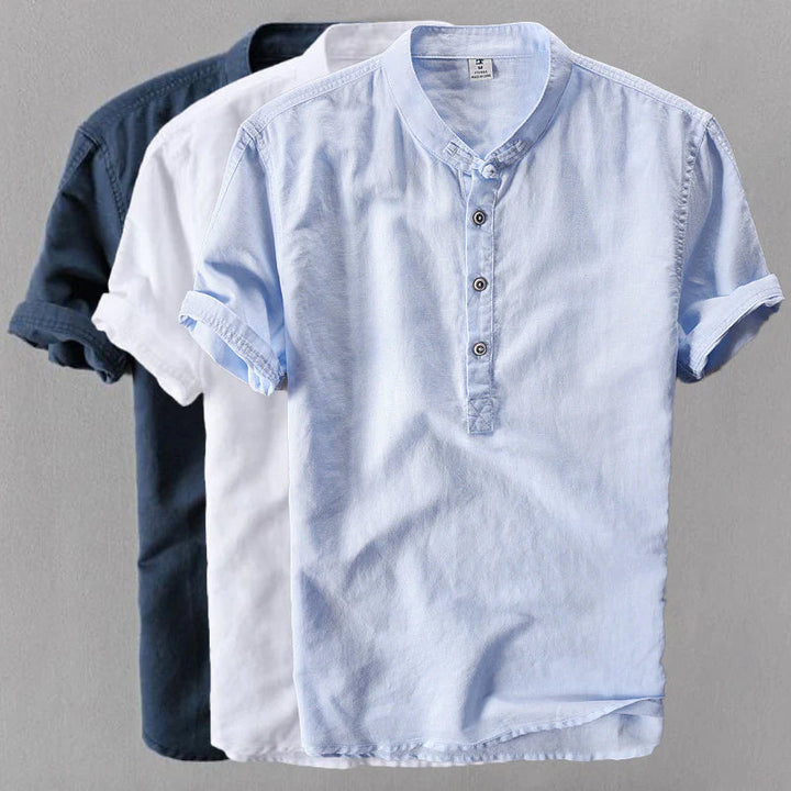 Stylish men's Mallorca lightweight summer shirt. Short sleeve button down, perfect for resort, beachwear & vacations.