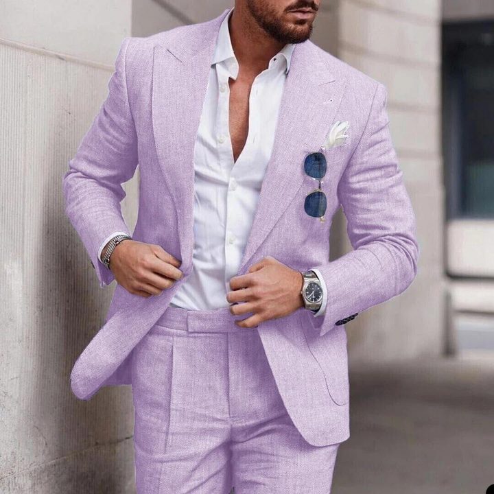 Comfortable men's lightweight 2-piece set, a breezy beach suit for warm weather and relaxed summer style.