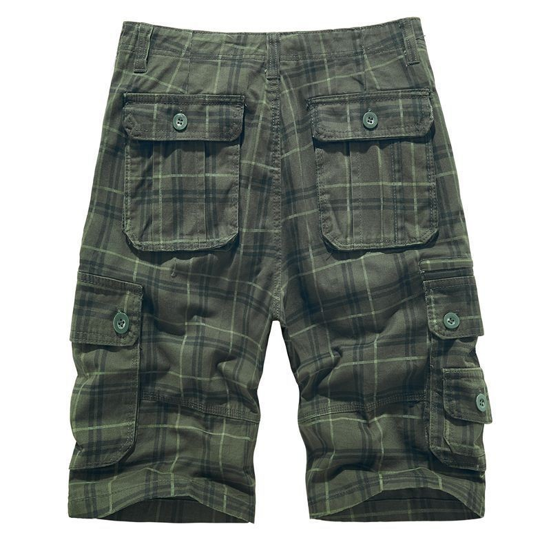 Lightweight men's adventure shorts with a modern check pattern, quick-dry fabric for outdoor activities.