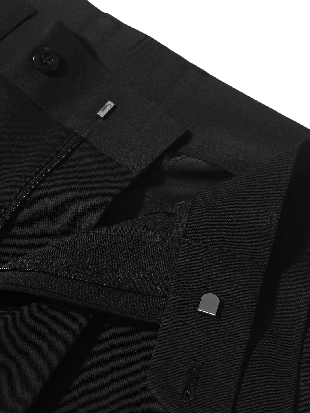 Modern men's black lightweight business trousers, a staple for professional formal wear & office fashion.