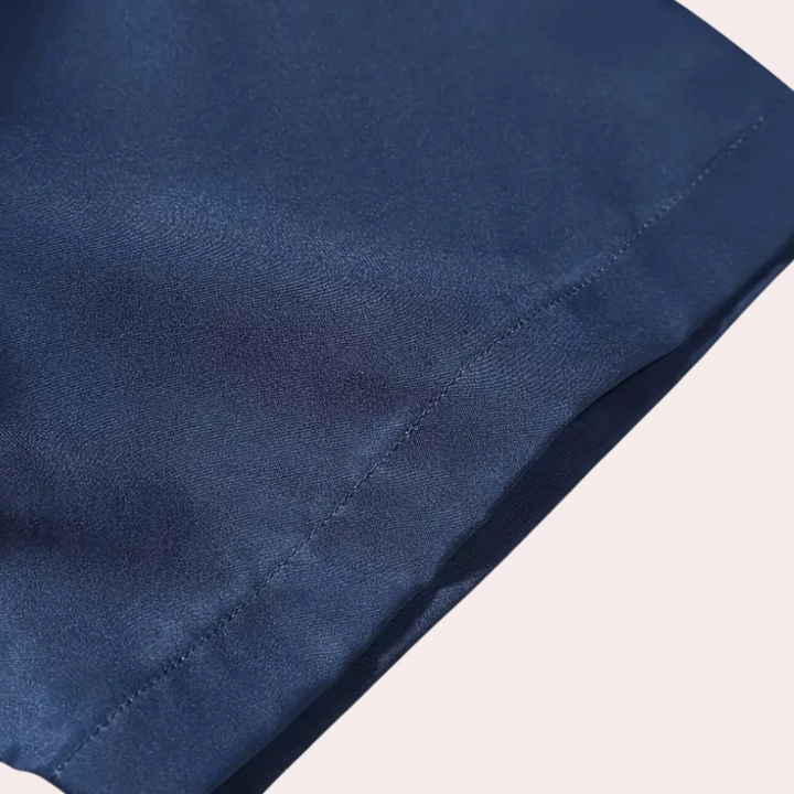 Modern men's blue & white short sleeve shirt. Casual lightweight top for summer fashion & warm weather adventures.