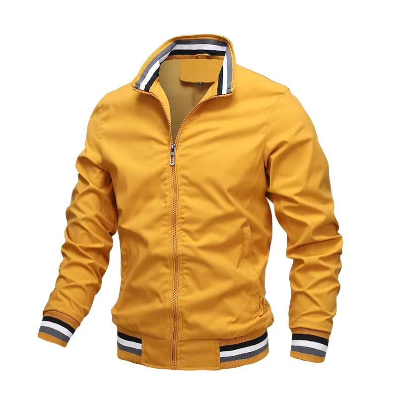 Sporty men's autumn bomber jacket, a lightweight windbreaker with a convenient zipper closure.