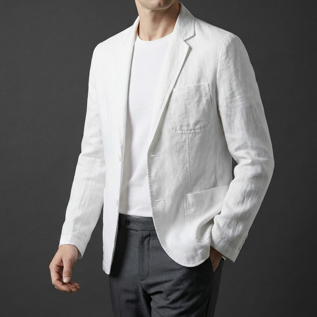 Men's lightweight breathable blazer, perfect for smart casual and warm weather business wear. Tailored fit.
