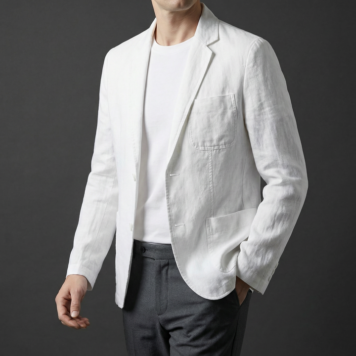 Men's lightweight breathable blazer, perfect for smart casual and warm weather business wear. Tailored fit.
